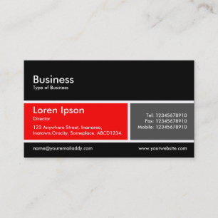 Divided Band v2 Red and Dark Grey Business Card