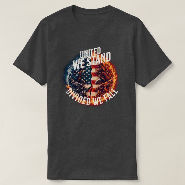 Divided We Fall USA Burning T-Shirt (Design Front)