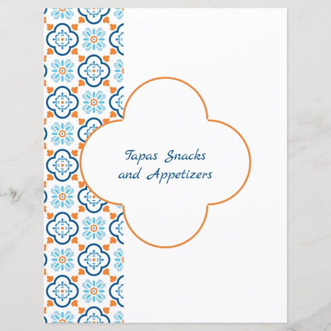 Divider Page for Blue Orange Spanish Tile Binder (Front)