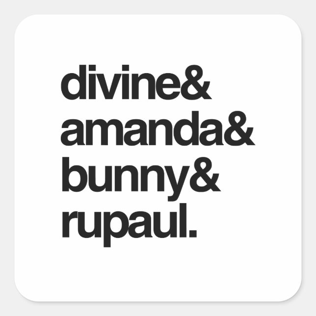 Divine Amanda Bunny and Ru Square Sticker (Front)