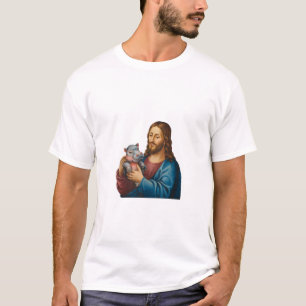 Divine and Playful Scene Jesus with Moo Deng Hippo T-Shirt