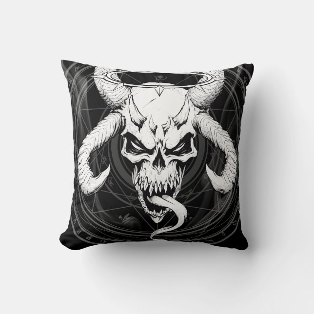 Divine Arcane Skull of Death Black Cushion (Front)