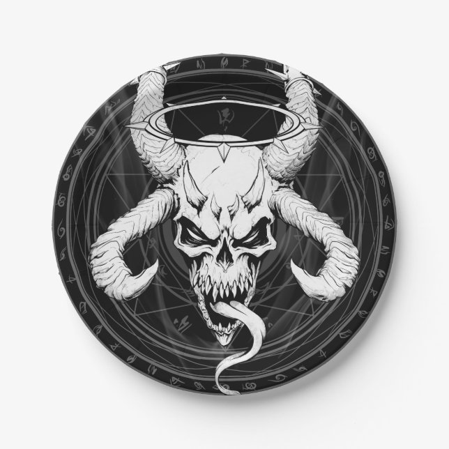 Divine Arcane Skull of Death (Black) Paper Plate (Front)