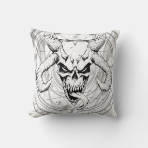Divine Arcane Skull of Death White Cushion