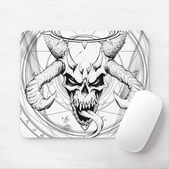 Divine Arcane Skull of Death White Mouse Mat (With Mouse)