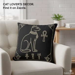 Divine Bastet Golden Egyptian God Art Cushion