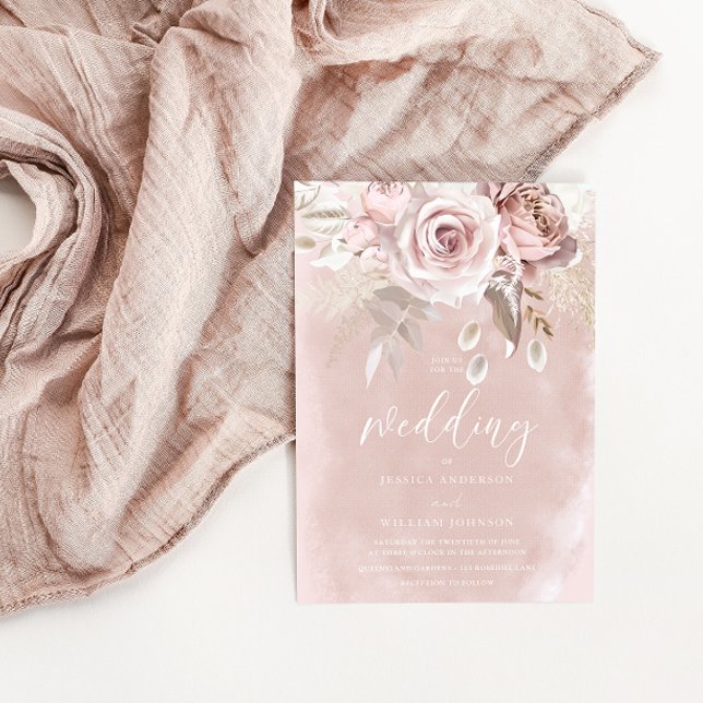 Divine Beautiful Dusty Rose Blush Wedding Invitation (Creator Uploaded)