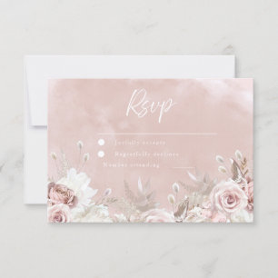 Divine Beautiful Dusty Rose Blush Wedding RSVP Card
