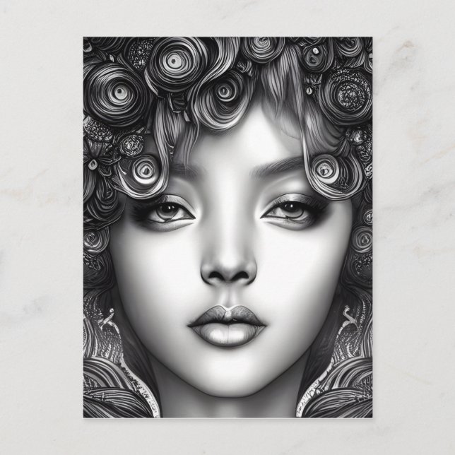 Divine Black Girl Digital Art Portrait   Postcard (Front)