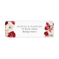 Divine Bloom: White & Red Wedding Return Address