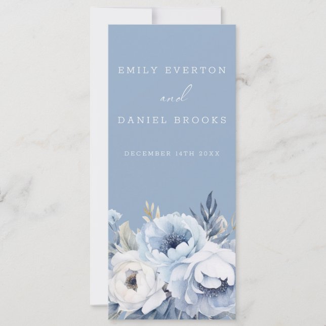 Divine Blue Gorgeous Wedding Ceremony Program (Front)