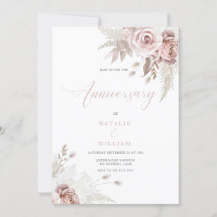 Divine Blush & Dusty Rose Wedding Anniversary Invitation