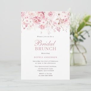 Divine Blush Roses Bridal Shower Brunch & Bubbly Invitation