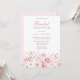 Divine Blush Watercolor Roses Bridal Shower Invitation