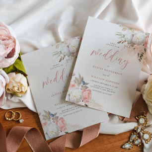 Divine Blush & White Floral Wedding Invitation