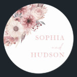 Divine Boho Blush & Rose Wedding  Classic Round Sticker<br><div class="desc">Divine Boho Blush & Rose Wedding Classic Round Sticker

Great for an envelope seal or favour box seal

See matching collection in niche and nest store.</div>
