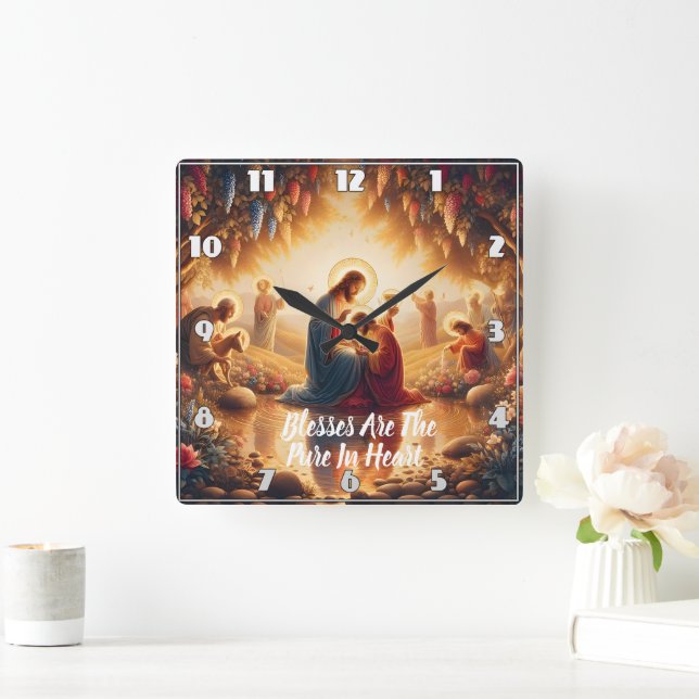 Divine Connection: Jesus Square Wall Clock (Home)