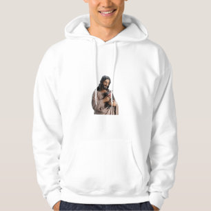 Divine Connection_ Jesus with Moo Deng Pygmy Hippo Hoodie