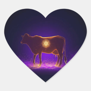 Divine Cow Silhouette   Govardhan Puja Spiritual Heart Sticker