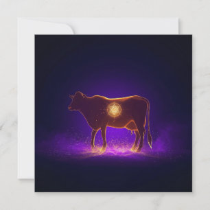 Divine Cow Silhouette Govardhan Puja Spiritual Invitation