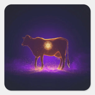 Divine Cow Silhouette   Govardhan Puja Spiritual Square Sticker