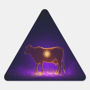Divine Cow Silhouette   Govardhan Puja Spiritual Triangle Sticker
