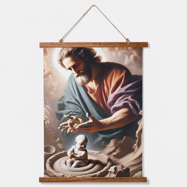 Divine Creation Wood-Topped Wall Tapestry (Front)