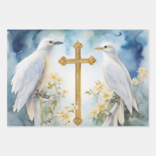 Divine Crosses and Doves Gift Wrap