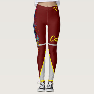 Divine Culture Big Cat Kisses Yellow Clash Leggings