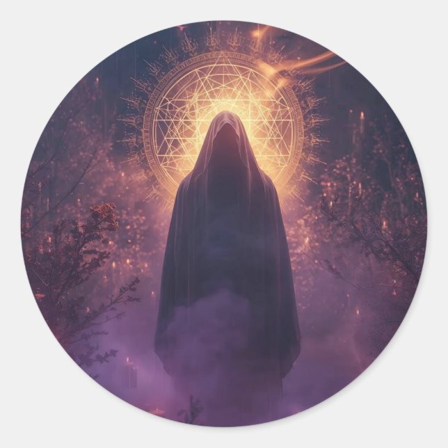 Divine Darkness – The Sacred Halloween Presence Classic Round Sticker (Front)