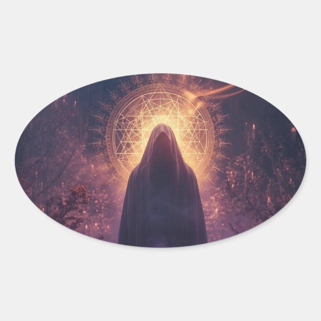 Divine Darkness – The Sacred Halloween Presence Oval Sticker (Front)