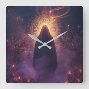 Divine Darkness – The Sacred Halloween Presence Square Wall Clock