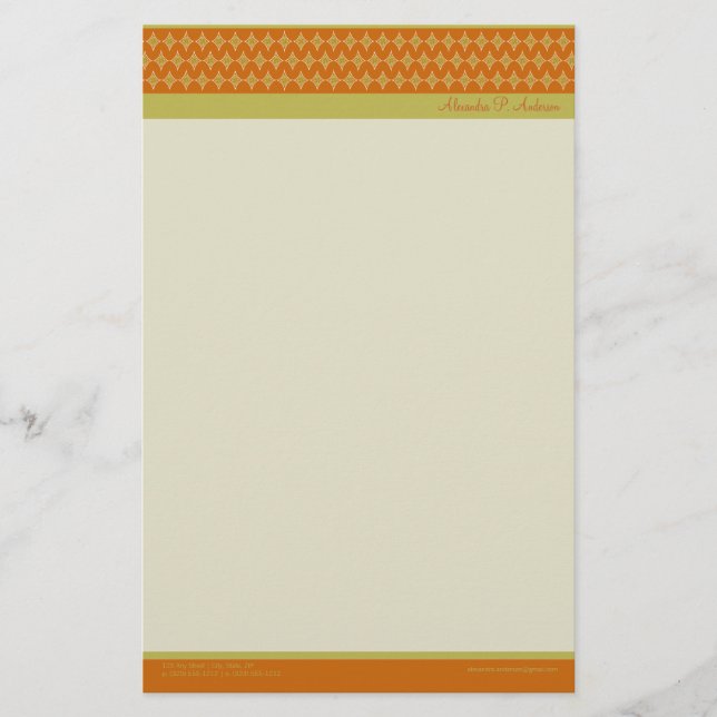 Divine Diamonds (tangerine) Customised Stationery (Front)