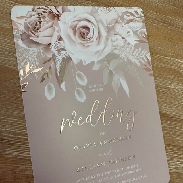 Divine Dusty Rose Blush Floral Wedding Rose Gold (Creator Uploaded)