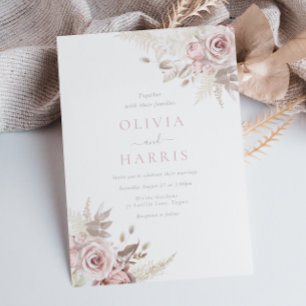 Divine Dusty Rose Blush & Ivory Trending Wedding Invitation
