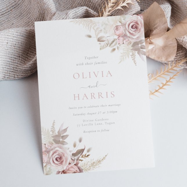 Divine Dusty Rose Blush & Ivory Trending Wedding Invitation (Creator Uploaded)