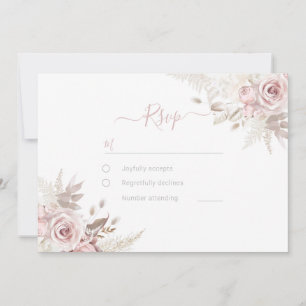 Divine Dusty Rose Blush Ivory Wedding Digital RSVP Invitation