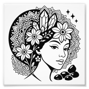 Divine Feminine Mandala Art Floral Crystal Goddes Photo Print