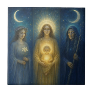 Divine Feminine Triptych  Ceramic Tile