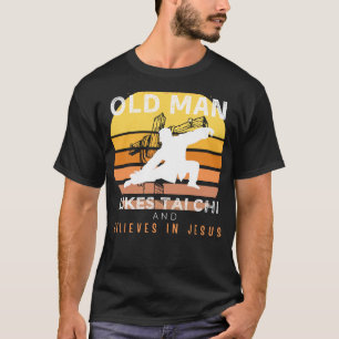 Divine Flow: Grumpy Old Mans Jesus Calm in Tai Chi T-Shirt