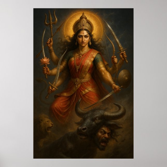 Divine Goddess Durga | Cosmic Warrior of Light Poster (Front)