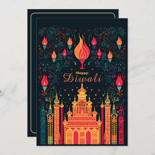 Divine Illumination: A Diwali Celebration Invitation (Front/Back)
