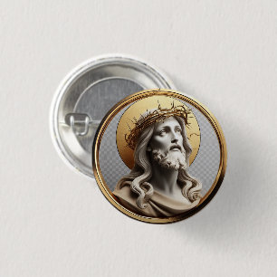 Divine Inspiration Jesus looking in the heavens 3 Cm Round Badge