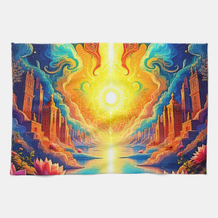 Divine Light City Awakening Tea Towel