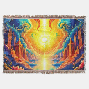 Divine Light City Awakening Throw Blanket
