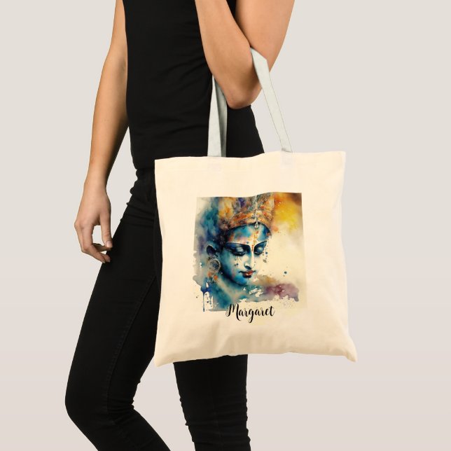 Divine Lord Krishna Colourful Personalised name  Tote Bag (Front (Product))