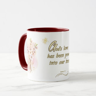 Divine Love Mug: 'Romans 5:5 Bible Verse Design Mug