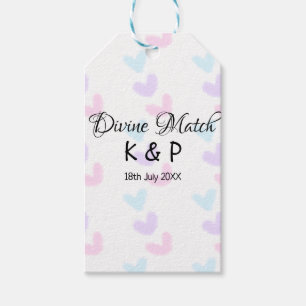 Divine match add couple name letter heart pattern gift tags