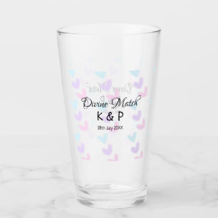 Divine match add couple name letter heart pattern  glass