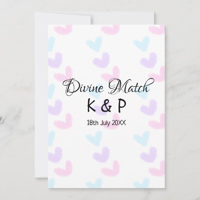 Divine match add couple name letter heart pattern  invitation (Front)